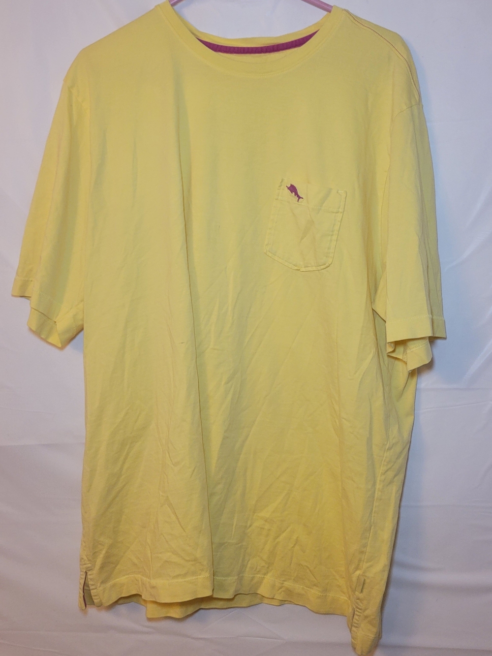 Tommy Bahama Yellow Short Sleeve Pocket Tee with Small Embroidered Logo